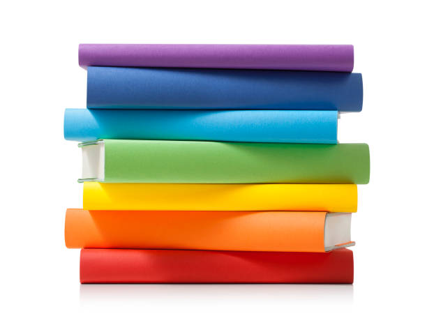 istock Stack of colored books on white background with clipping path 1072376900