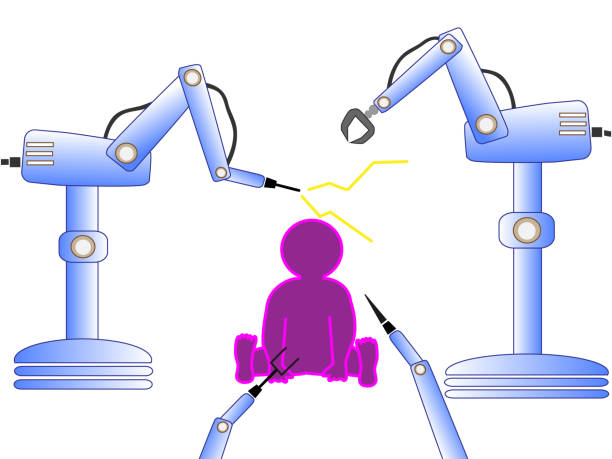 ilustrações, clipart, desenhos animados e ícones de um robô com inteligência artificial - solitary confinement