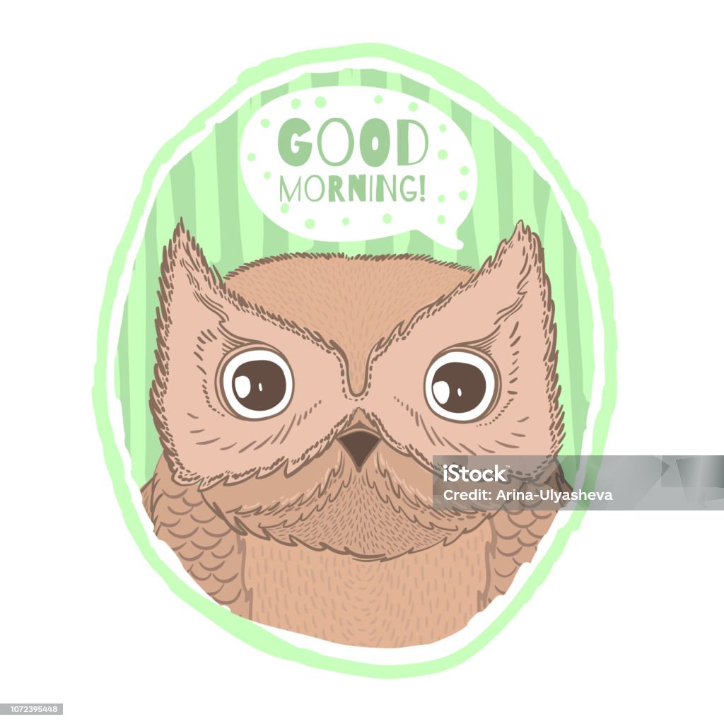 Vetores de Vector Impressão Bonito Com Um Animal De Coruja E Uma Inscriçãobom Dia Em Fundo Branco e mais imagens de Animal - iStock Vetores de Vector Impressão Bonito Com Um Animal De Coruja E Uma Inscriçãobom Dia Em Fundo Branco e mais imagens de Animal - iStock