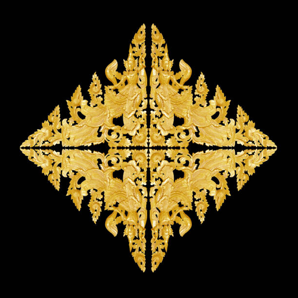 istock Pattern of flower carved frame on black  background 1072402024