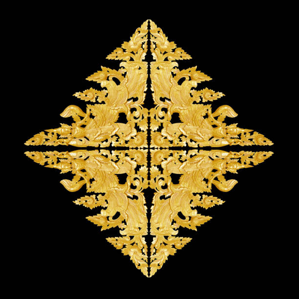 istock Pattern of flower carved frame on black  background 1072402034