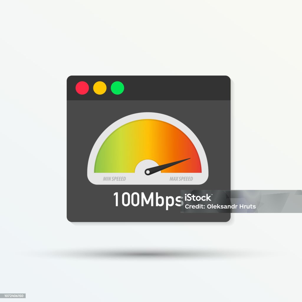 Website speed loading time. Web browser with speedometer test showing fast good page loading speed time. Vector illustration. Website speed loading time. Web browser with speedometer test showing fast good page loading speed time. Vector stock illustration. Arrow Symbol stock vector