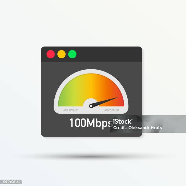 Website Speed Loading Time Web Browser With Speedometer Test Showing Fast Good Page Loading Speed Time Vector Illustration Stock Illustration - Download Image Now