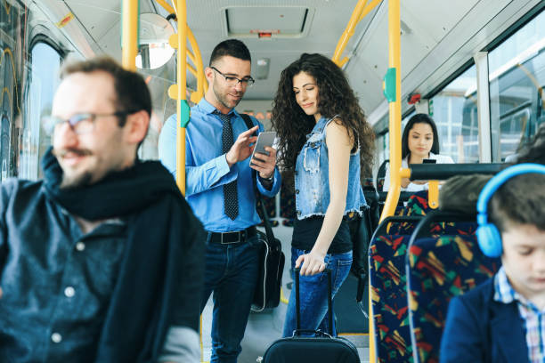 istock Couple traveling with public transport 1072409020