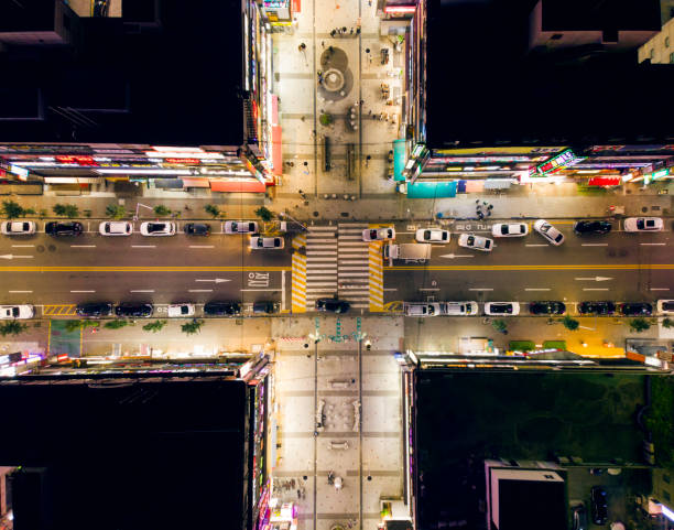 istock Aerial view a night street 1072410028