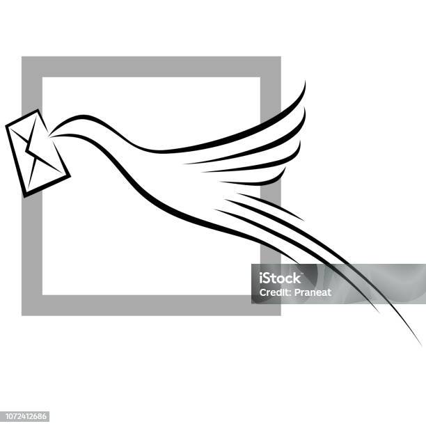 Fast Bird With Envelope Stock Illustration - Download Image Now - Animal Wing, Beak, Bird