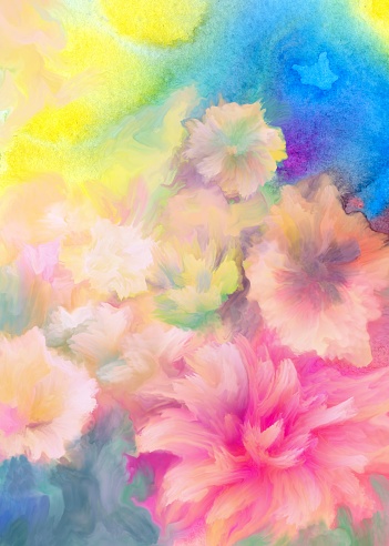 floral painted background, digital and watercolor painting