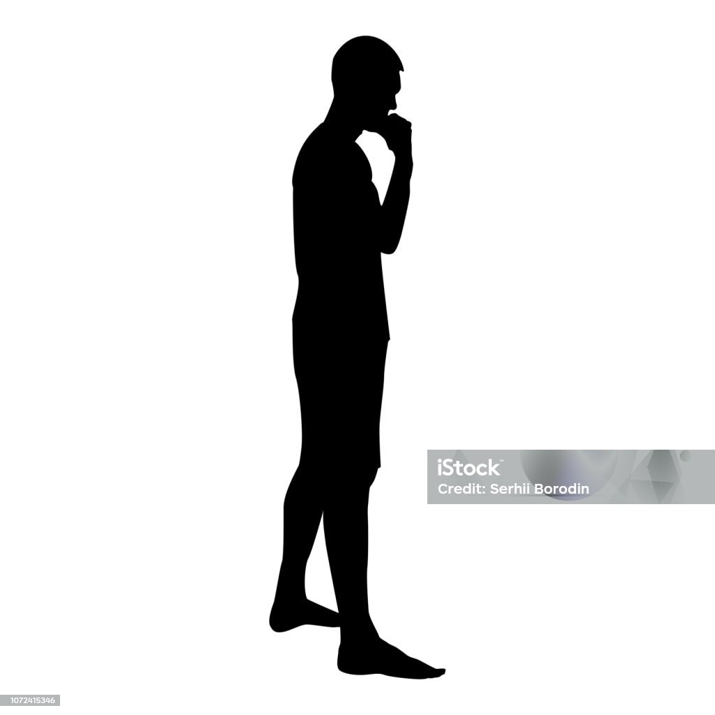 Suy Nghĩ Người Đàn Ông Đứng Hình Bóng Người Pensive Side View Biểu ...
