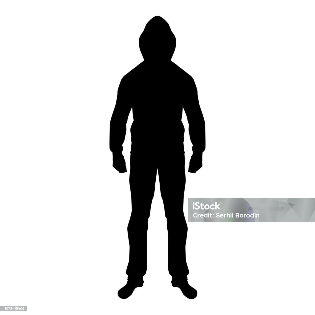 Man in the hood concept danger silhouette front side icon black color illustration Man in the hood concept danger silhouette front side icon black color vector illustration flat style simple image Men stock vector Man in the hood concept danger silhouette front side icon black color illustration Man in the hood concept danger silhouette front side icon black color vector illustration flat style simple image Men stock vector