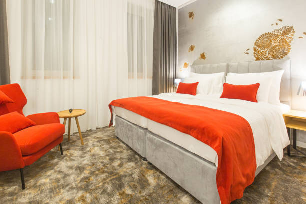 istock Interior of a modern hotel bedroom 1072420240