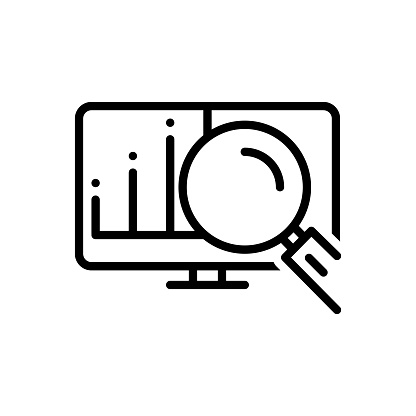 Icon for actuarial, magnifying, display, data, actuary