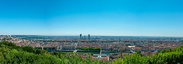 Panoramic view of Lyon from Basilica de Fourviere.