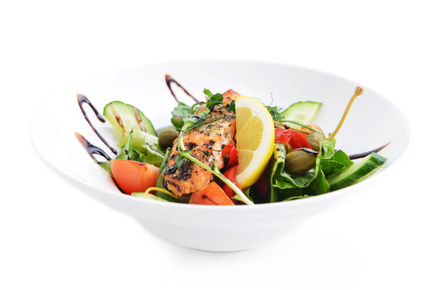 salad of vegetables and meat on dish