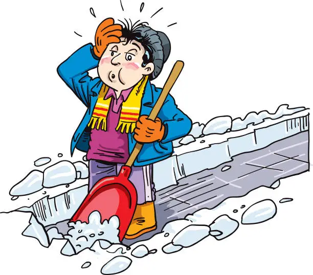 Vector illustration of Man remove snow