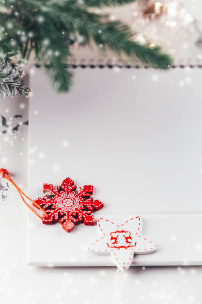 istock Christmas planning to do list empty note pad with red baubles 1072429014