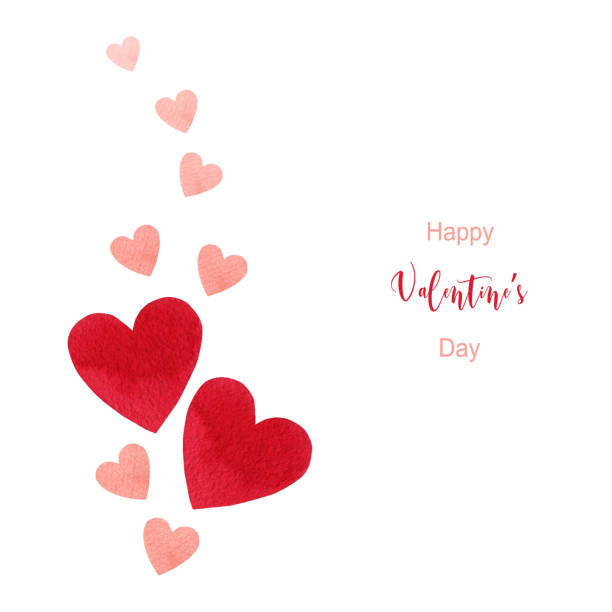 Happy Valentines day watercolor vector illustration. Happy Valentines day. Watercolor vector card with red hearts isolated on white background. Hand drawn illustration for Mothers Day or Womens Day, greeting cards, invitations and posters. happy valentine day clip art stock illustrations