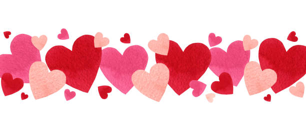 Happy Valentine's day watercolor vector illustration. Happy Valentine's day. Watercolor vector banner with red hearts isolated on white background. Hand drawn illustration for Mother's Day or Women's Day, greeting cards, invitations and posters. happy valentine day clip art stock illustrations