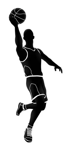 Vector illustration of Silhouette Basketball Player