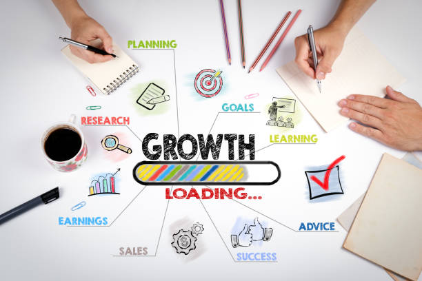 istock Growth,  Business  Concept. Chart with keywords and icons 1072433548