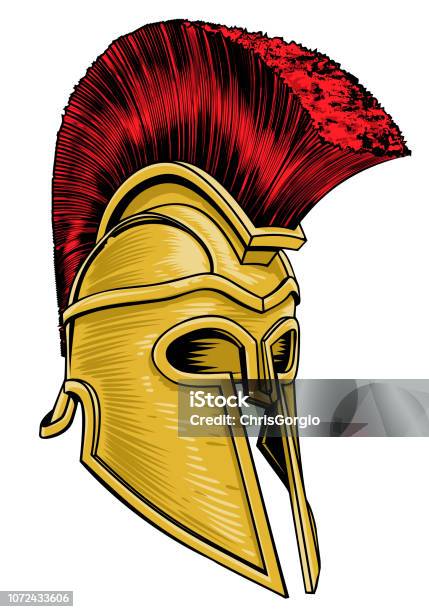 Ancient Greek Trojan Spartan Gladiator Helmet Stock Illustration - Download Image Now - Mascot, Ancient, Armed Forces