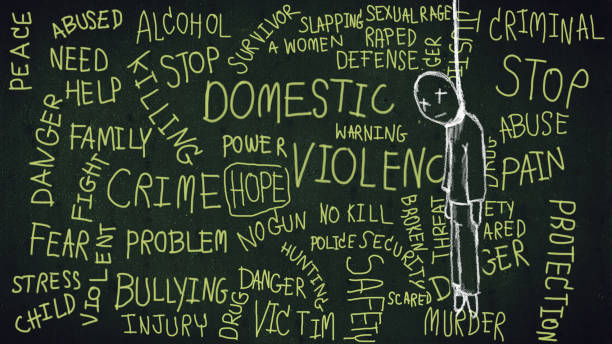 istock bullying children concept. keyword about bully problem with illustrations of hanging man with rope on chalkboard 1072436196