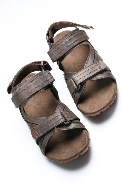 istock Shoe: Men's Brown Leather Sandal Isolated on White Background Shoat in Studio 1072441818