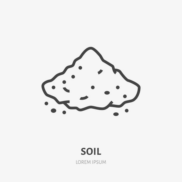 Soil flat line icon. Vector thin sign of ground, cement, sand. Loose substance illustration Soil flat line icon. Vector thin sign of ground, cement, sand. Loose substance illustration. talcum powder stock illustrations