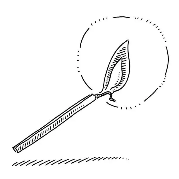 Vector illustration of Lighting A Match Drawing