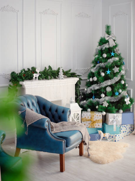 istock room is decorated with New Year decorations. Christmas meeting 1072454926