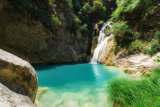 Polilimnio waterfall - Peloponnese - Greece stock photo