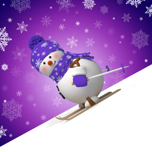 3d skiing snowman, blank Christmas corner