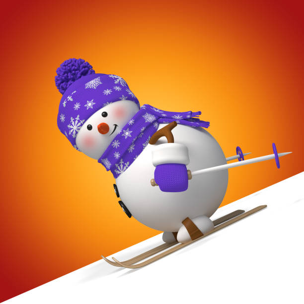 istock 3d skiing snowman, blank Christmas corner 1072459970