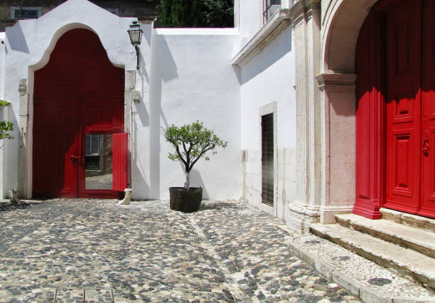 istock Red and white old court 1072460648