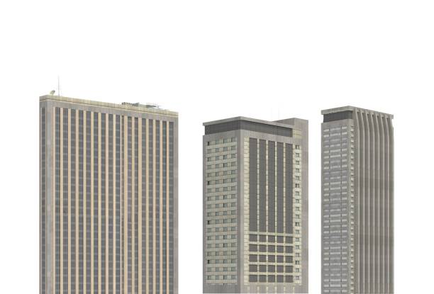 istock Modern buildings isolated on white background 3d illustration 1072465214