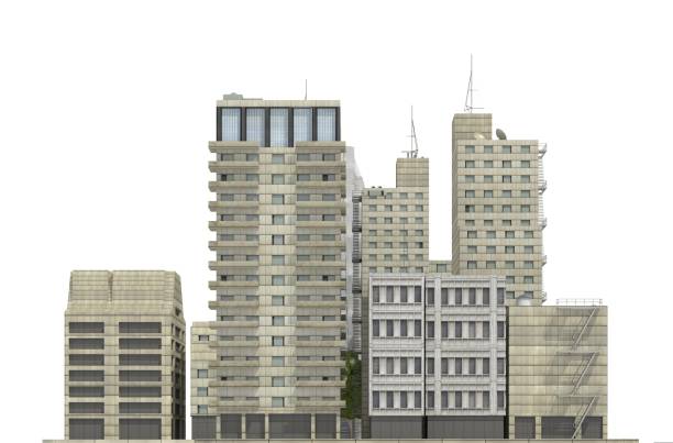 istock Modern buildings isolated on white background 3d illustration 1072465226