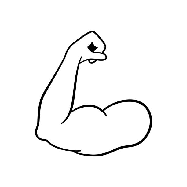 muskel-symbol. starke leistung. muskel arm vektor icon. bizeps. bodybuilder. fitness-symbol. - bicep human arm macho flexing muscles stock-grafiken, -clipart, -cartoons und -symbole