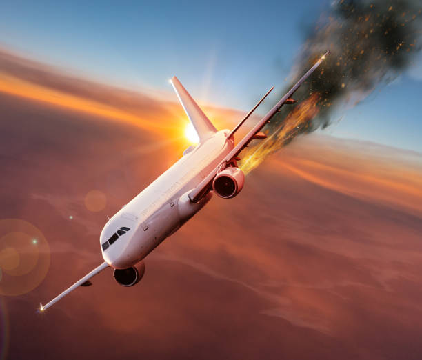 istock Airplane with engine on fire, concept of aerial disaster. 1072471066