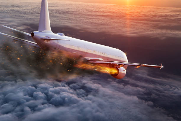 istock Airplane with engine on fire, concept of aerial disaster. 1072471084