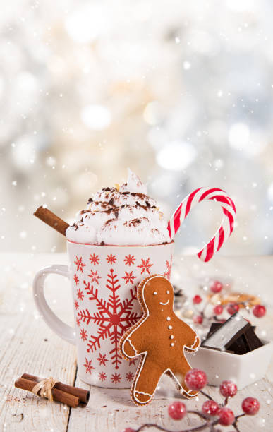 istock Christmas cup with hot chocolate and whipped cream. 1072473356
