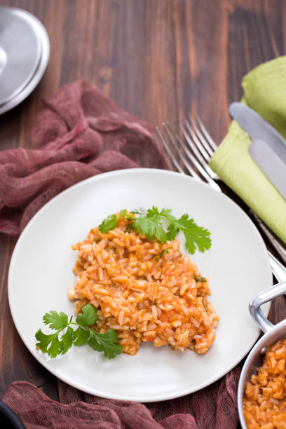 istock rice with fish and seafood on plate 1072473526