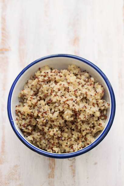 boiled quinoa in white bowl