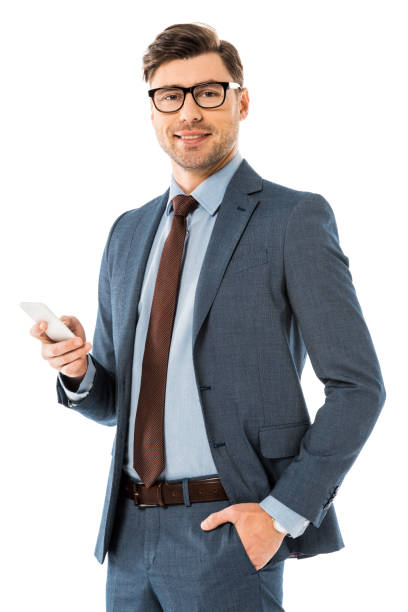 istock adult businessman using smartphone isolated on white 1072480778