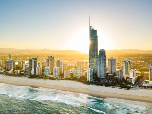 istock Surfers Paradise sunset aerial view 1072484314