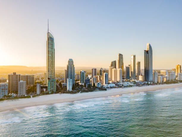 istock Surfers Paradise sunset aerial view 1072485676