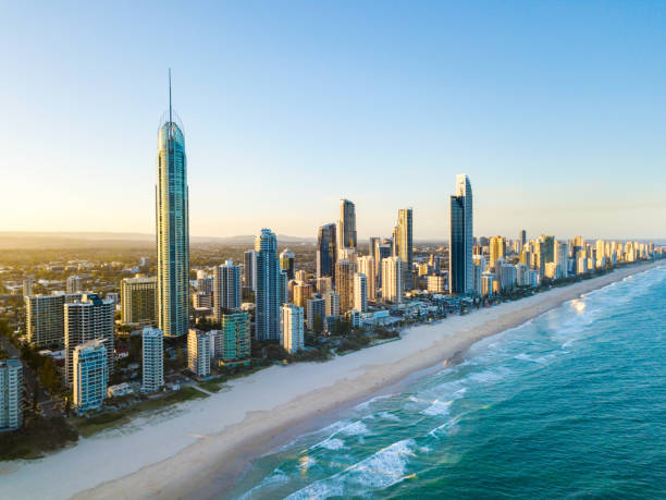 istock Surfers Paradise sunset aerial view 1072486488