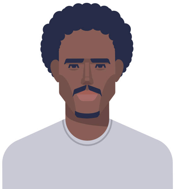 Afro African Hipster African man portrait in vector. afro man stock illustrations