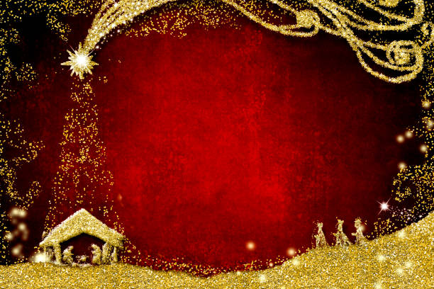 istock Nativity scene and Three Wise Men, Christmas card. 1072495434