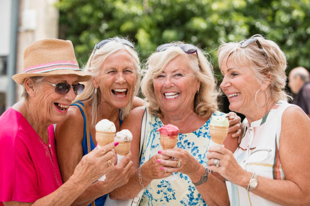 istock Senior Women Eating Ice Cream 1072496604