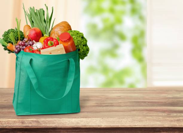Bag. Bag full of groceries reusable bag stock pictures, royalty-free photos & images