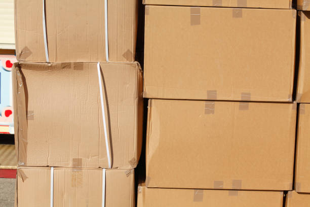istock Stacked brown pakk cartons 1072505410
